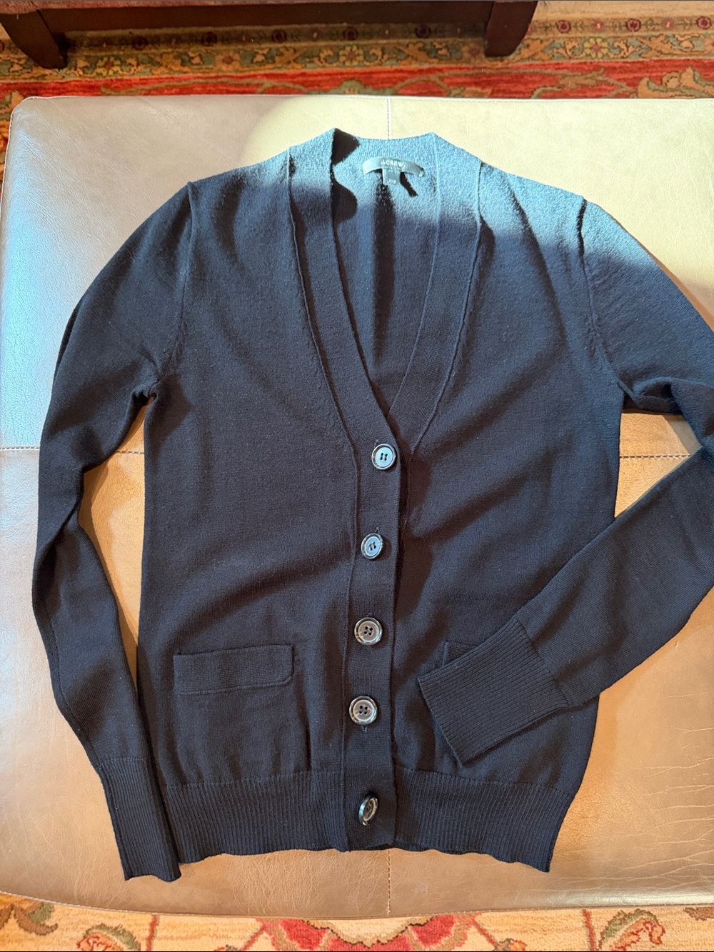 J. Crew Black Women's V-Neck Button Cardigan